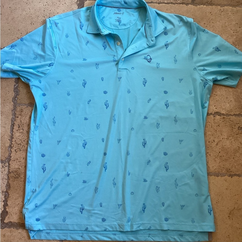 Johnnie-O Polo Shirt Men's XL Blue Kit Cactus 🌵Print  SS Golf ⛳
B1